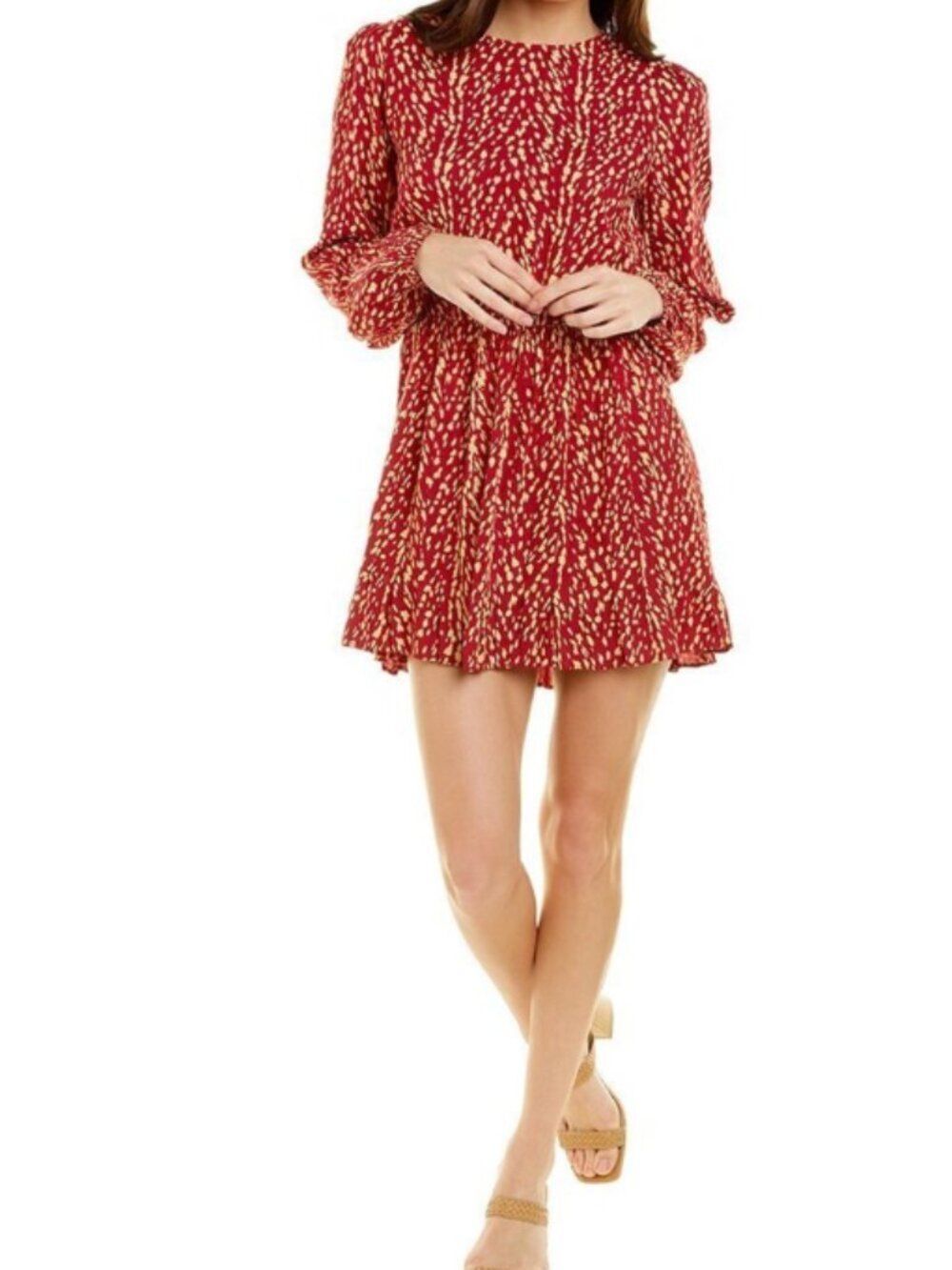 XIX Palms Nani Terrace Dress Large Red Gold Rayon Resort Mini NWT